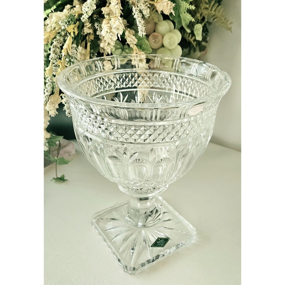 Shannon 24% Lead Crystal Hurricane Lamp 10" Original Box